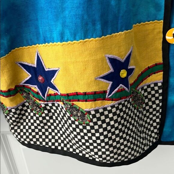 Allure VTG Hand-Made Embroidery Embellished flower,Birds Bright Multi Color S 2X - Picture 7 of 10